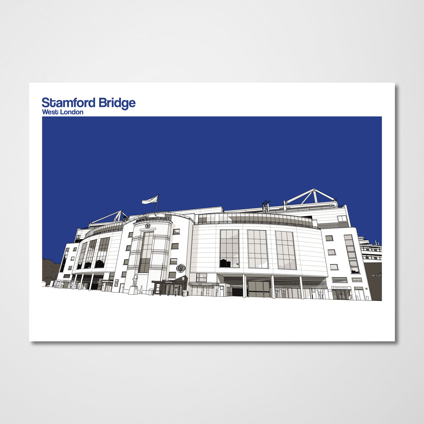 Chelsea FC Art Print, poster of Stamford Bridge