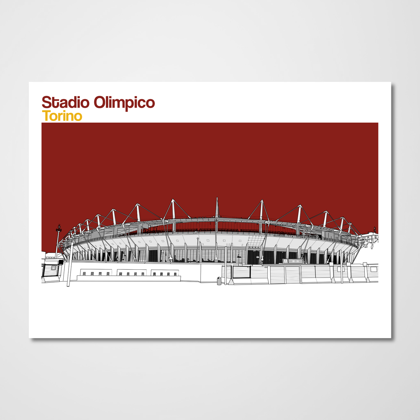 Torino FC Art Print of Stadio Olimpico Grande Torino