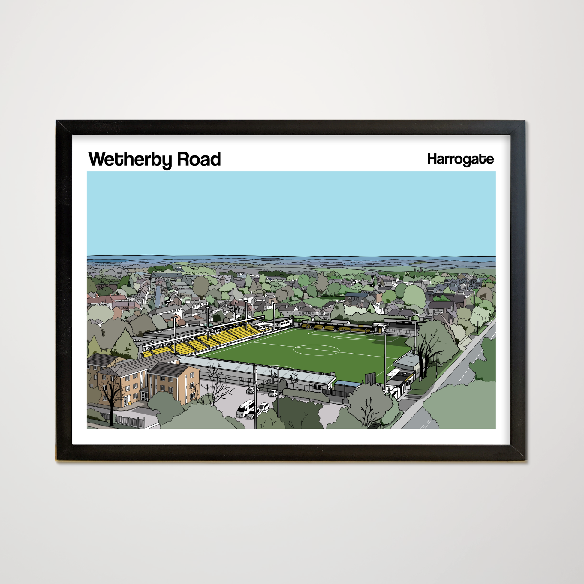 Harrogate Town Wetherby Road colourful art print